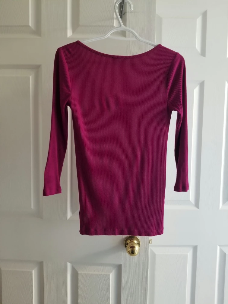 Express Ribbed with Zipper Magenta Purple Top - Ladies Small image indicator(3)
