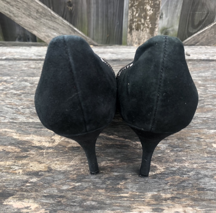 ZARA Woman Silver Studded Black High Heel Pump Dress Shoe image indicator(4)