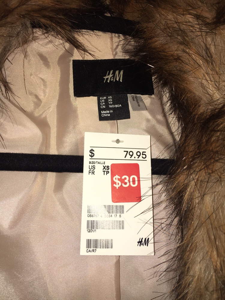 *NEW* H&M Faux Fur Coat Fully Lined - XS image indicator(3)