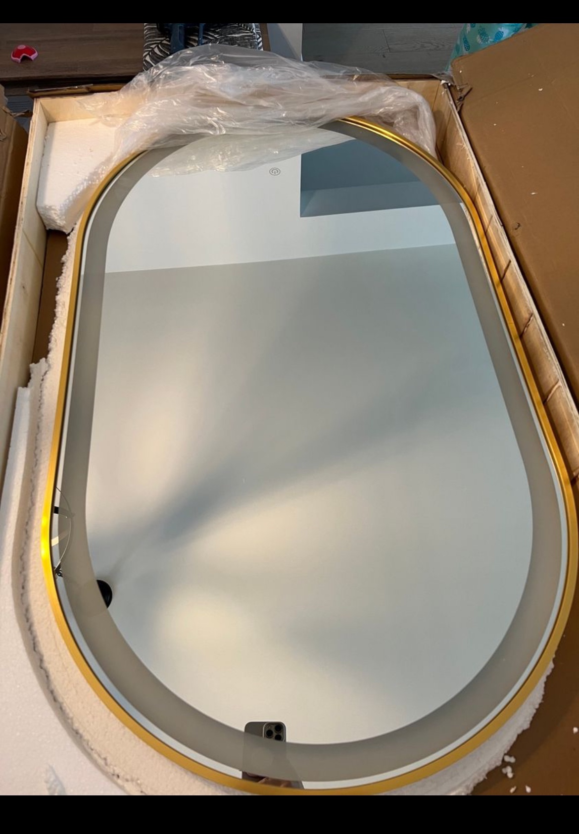 TheiaMo LED Oval Mirror, 40x24 Inch Dimmable Bathroom Mirror - photo 3