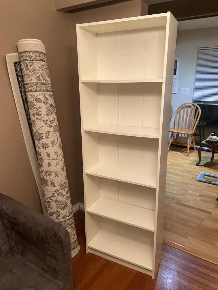Ikea white tall+narrow bookshelf x2