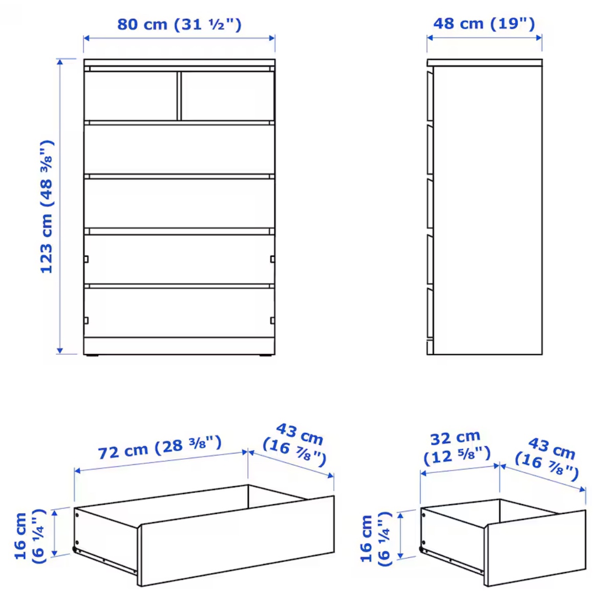 MALM 6-drawer chest, brown color - photo 2