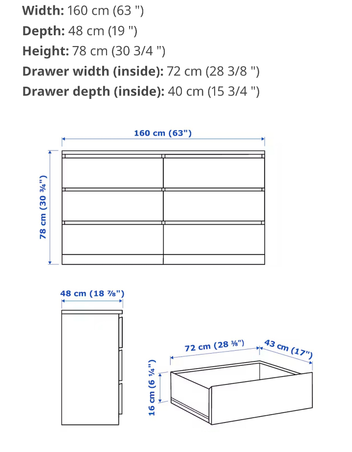 IKEA MALM 6 drawer dresser - photo 4