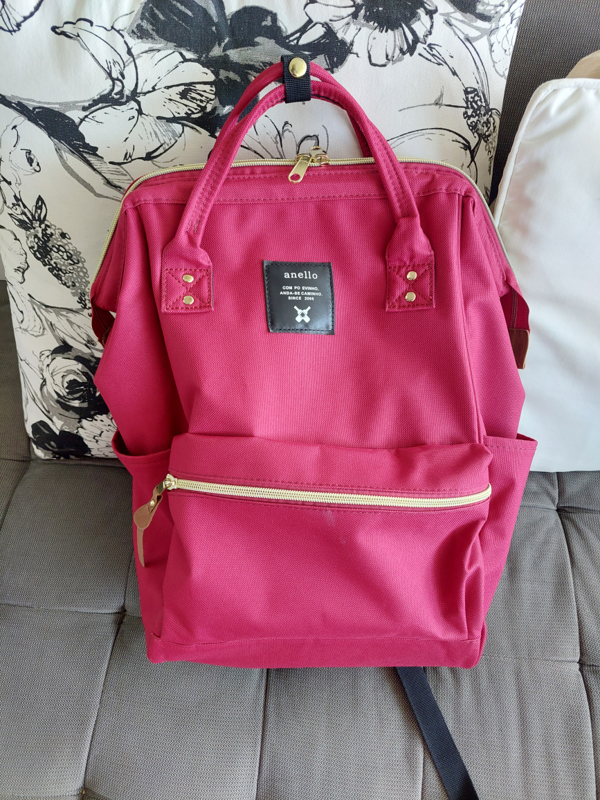 Wine red school backpack big size bag