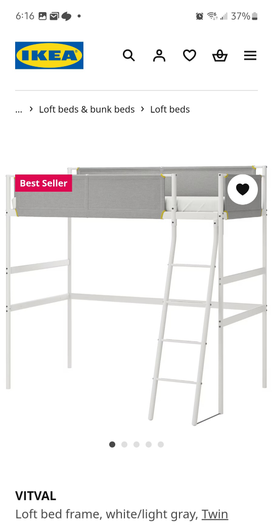 IKEA loft frame with mattress.