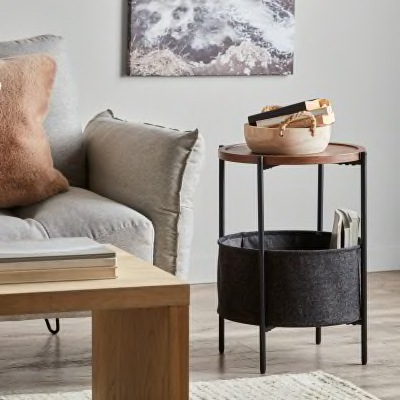 Walnut Side Table with Bottom Storage - photo 2