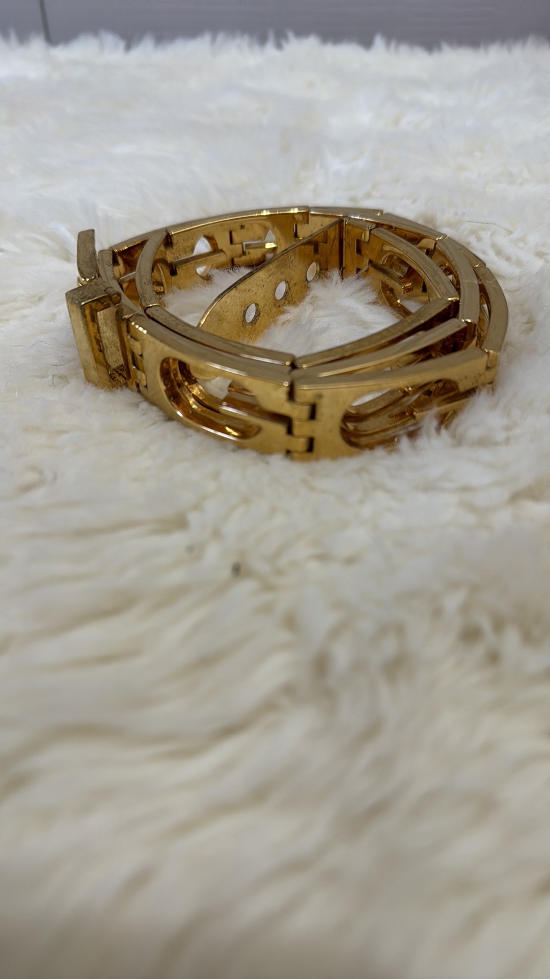 Vintage Gucci "G" Gold Plated Metal Belt - photo 2