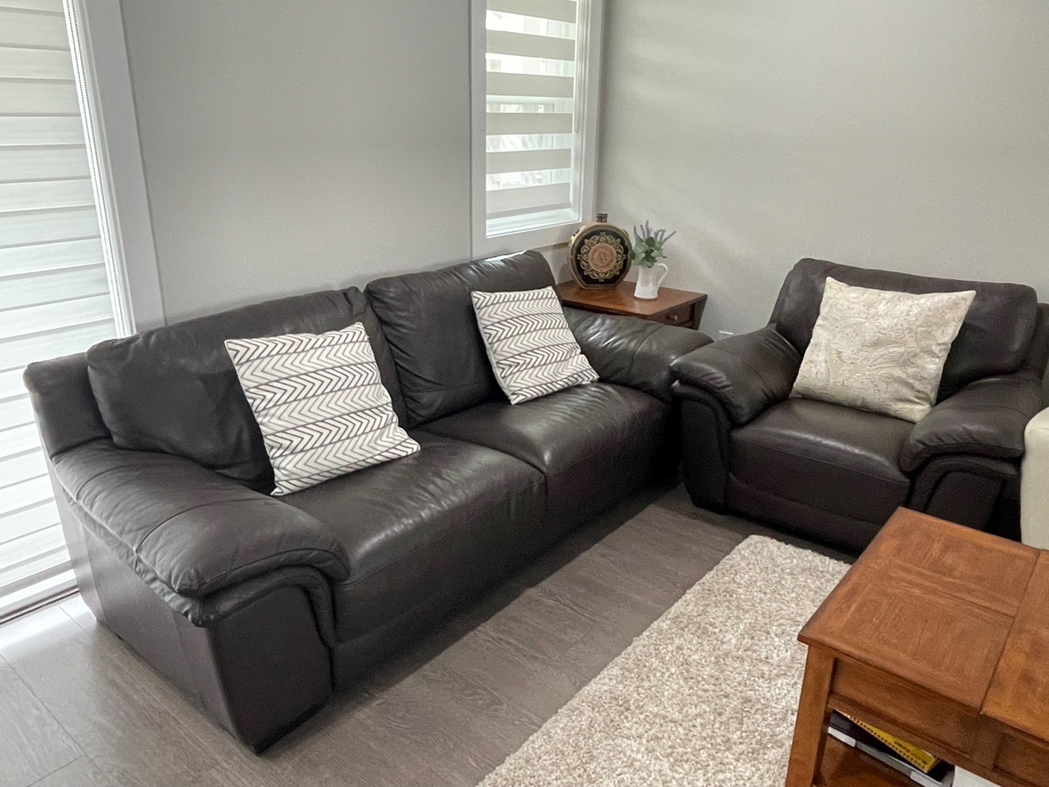 Set of Leather Sofa and Coffee Tables - photo 3