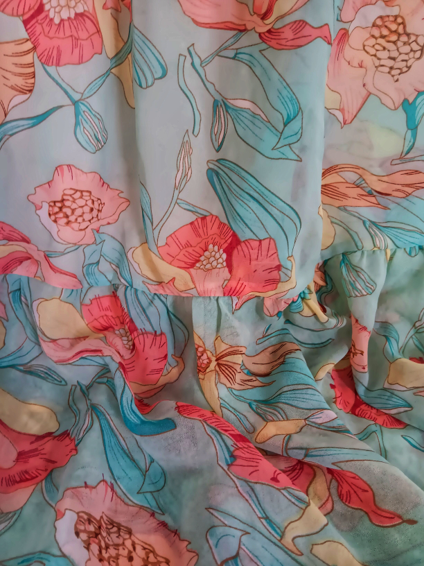 #freecycle Off-shoulder Chiffon Floral Dress image indicator(5)