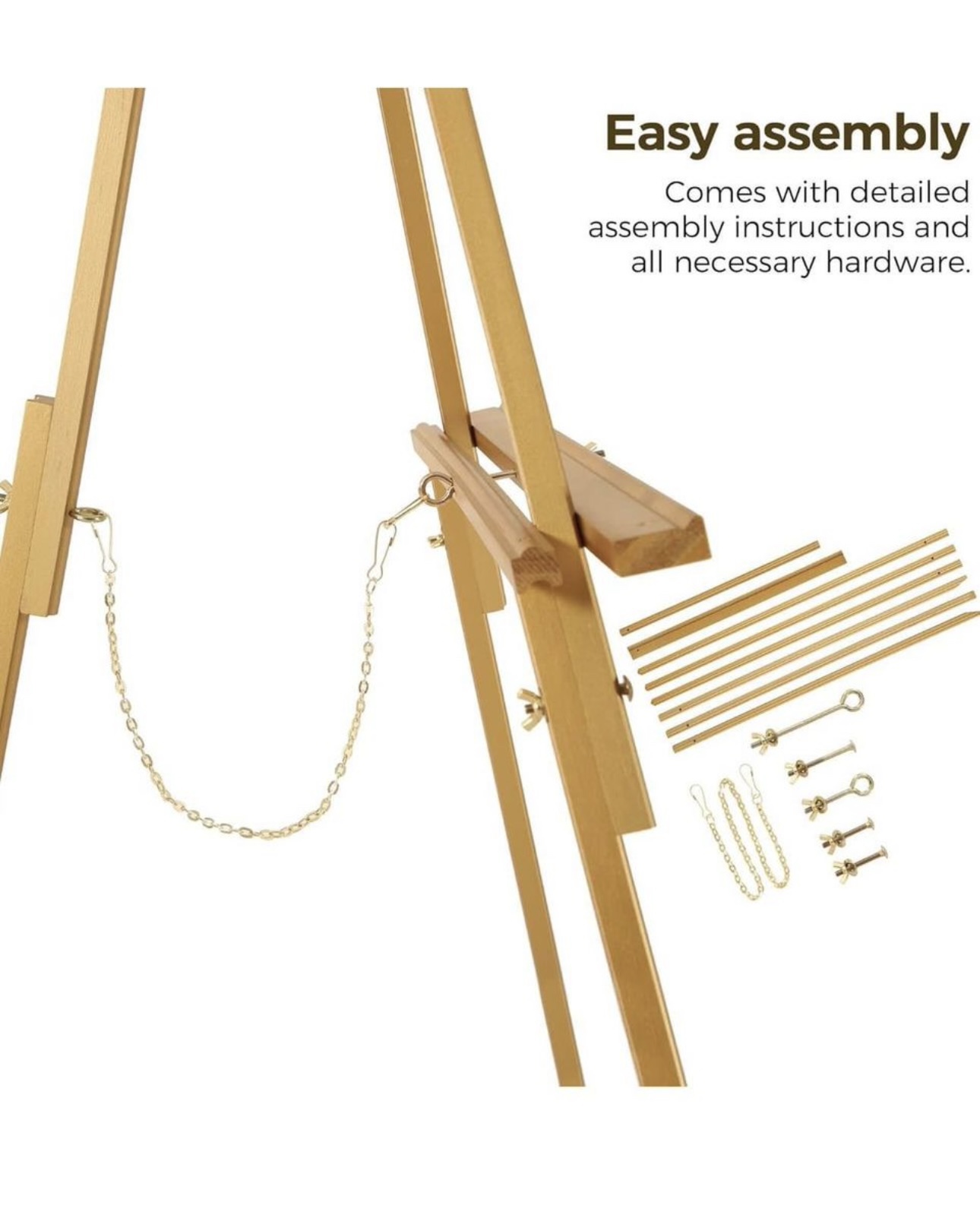 63" Wooden Tripod Display Easel Stand for Wedding Sign, Gold - photo 4
