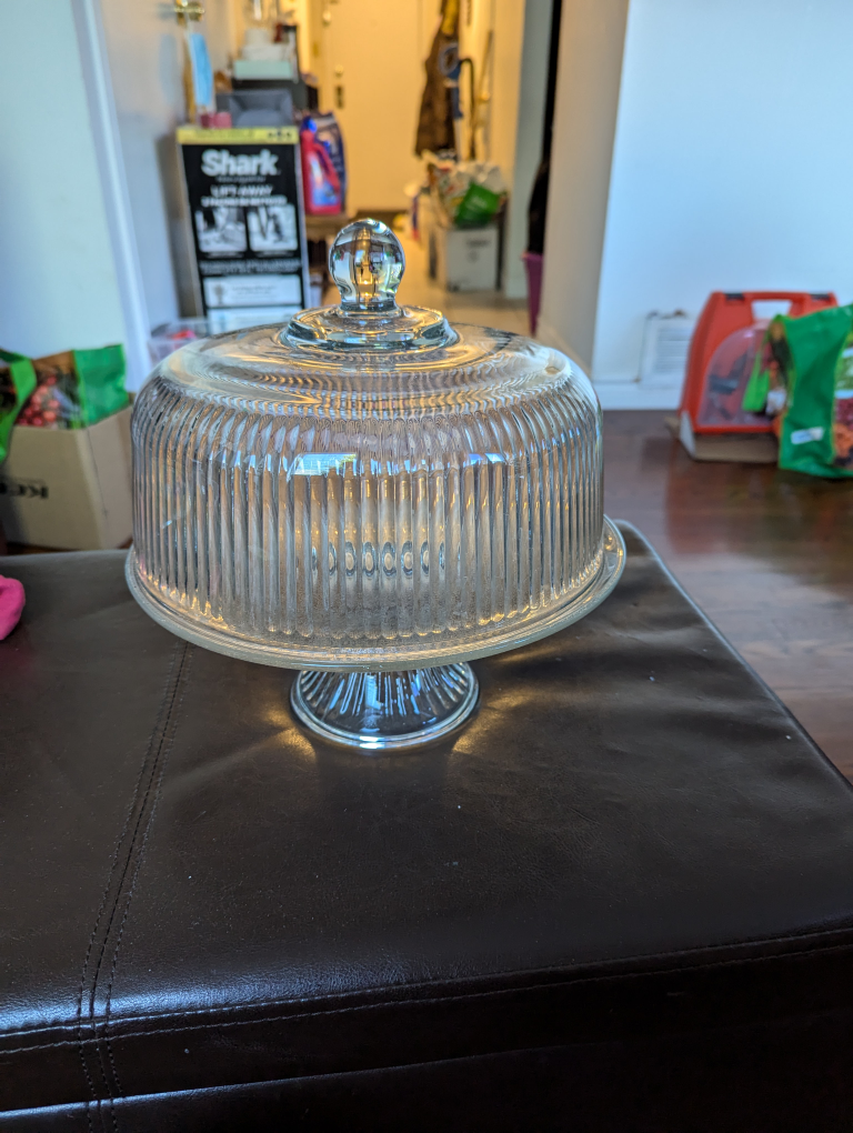 elegant glass cake stand with cover