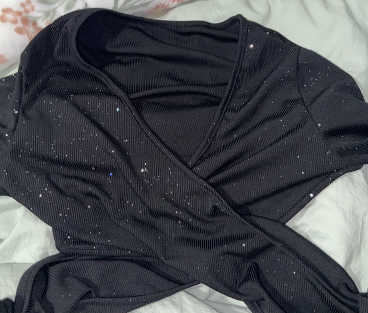Sparkly Long Sleeve Wrap Top Size Large image indicator(4)