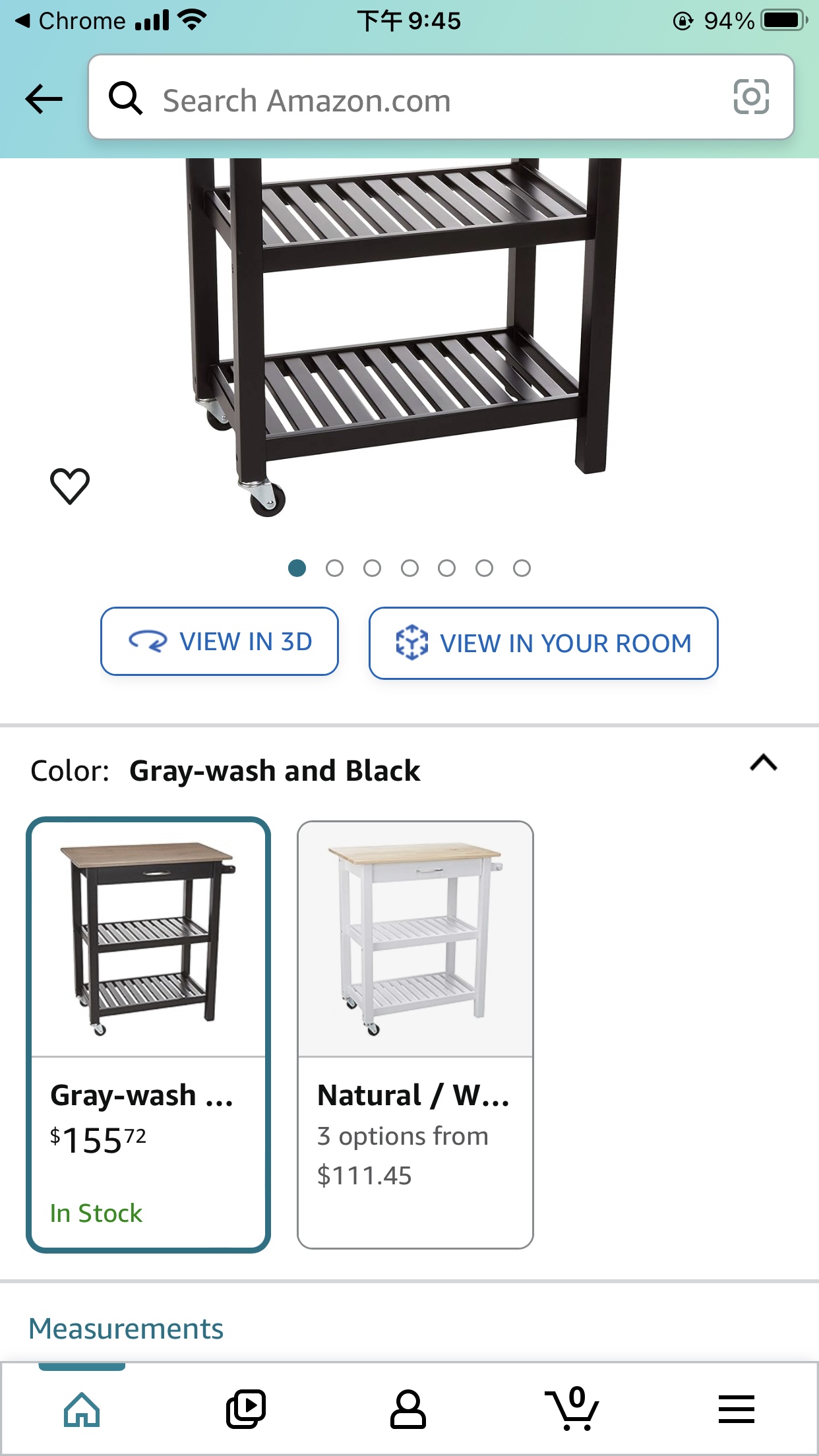 2 shelves Kitchen Island Cart with Storage, Solid Wood Top image indicator(3)