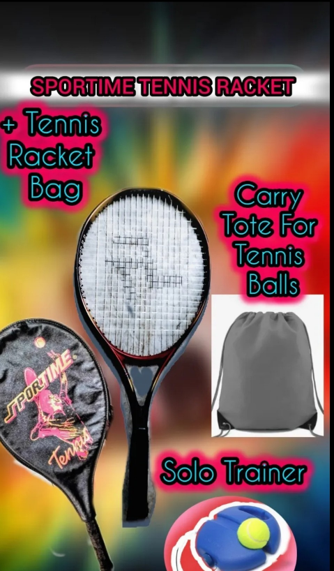 Sportime Adult Tennis Racquet *Titanium/🎾Bag/Trainer/Gloves