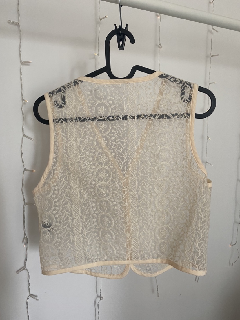🌼🌿 Sheer cream vest with floral pattern for spring image indicator(2)