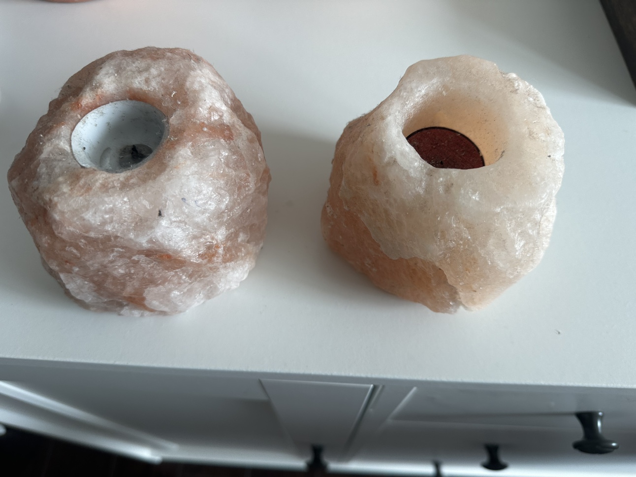 2 Pink Himalayan Salt Candle Holders - photo 2