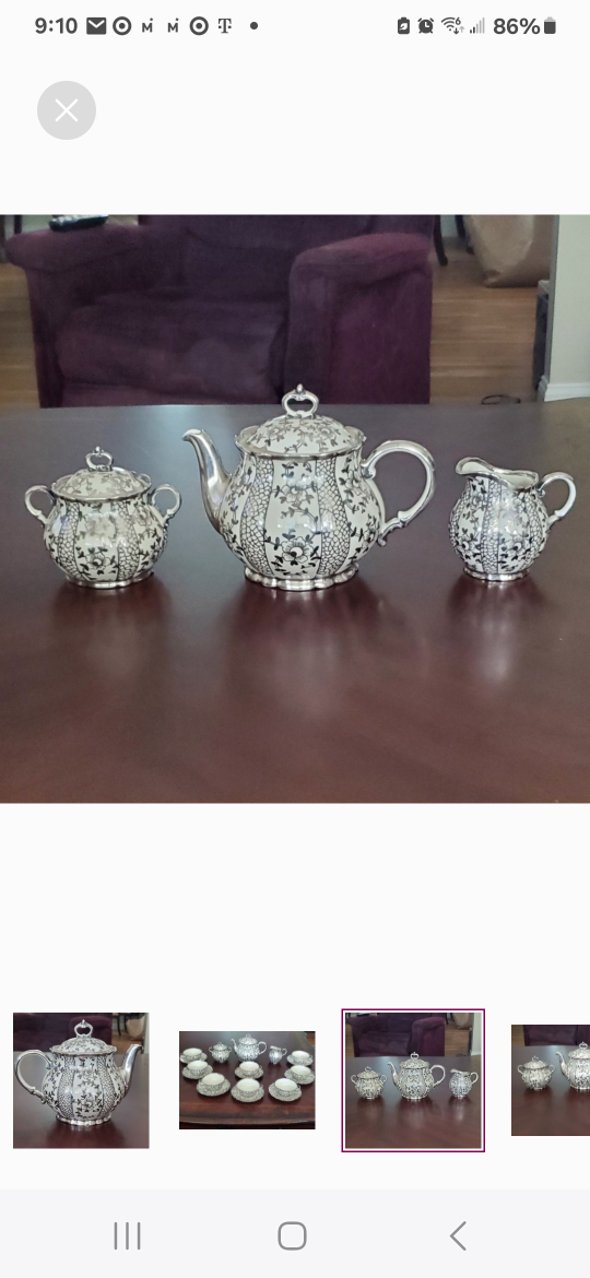 Vintage 21 Piece Italian Silver Overlay Tea Set image indicator(3)