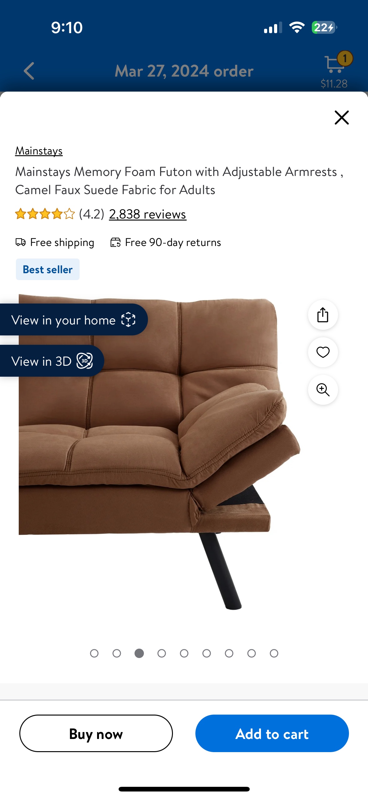 Sofa bed futon Memory foam suede - photo 2