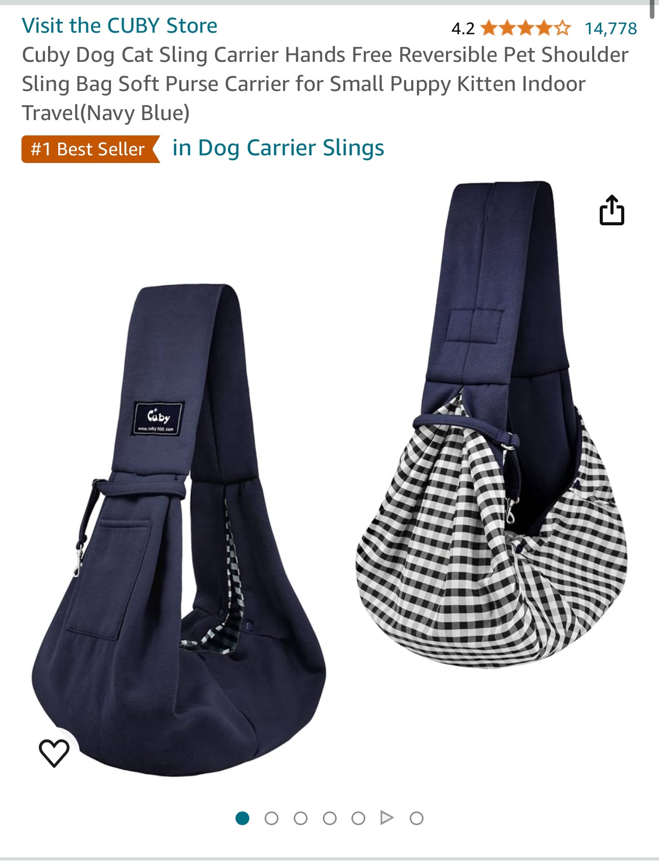 Sling bag for dogs navy blue thumbnail