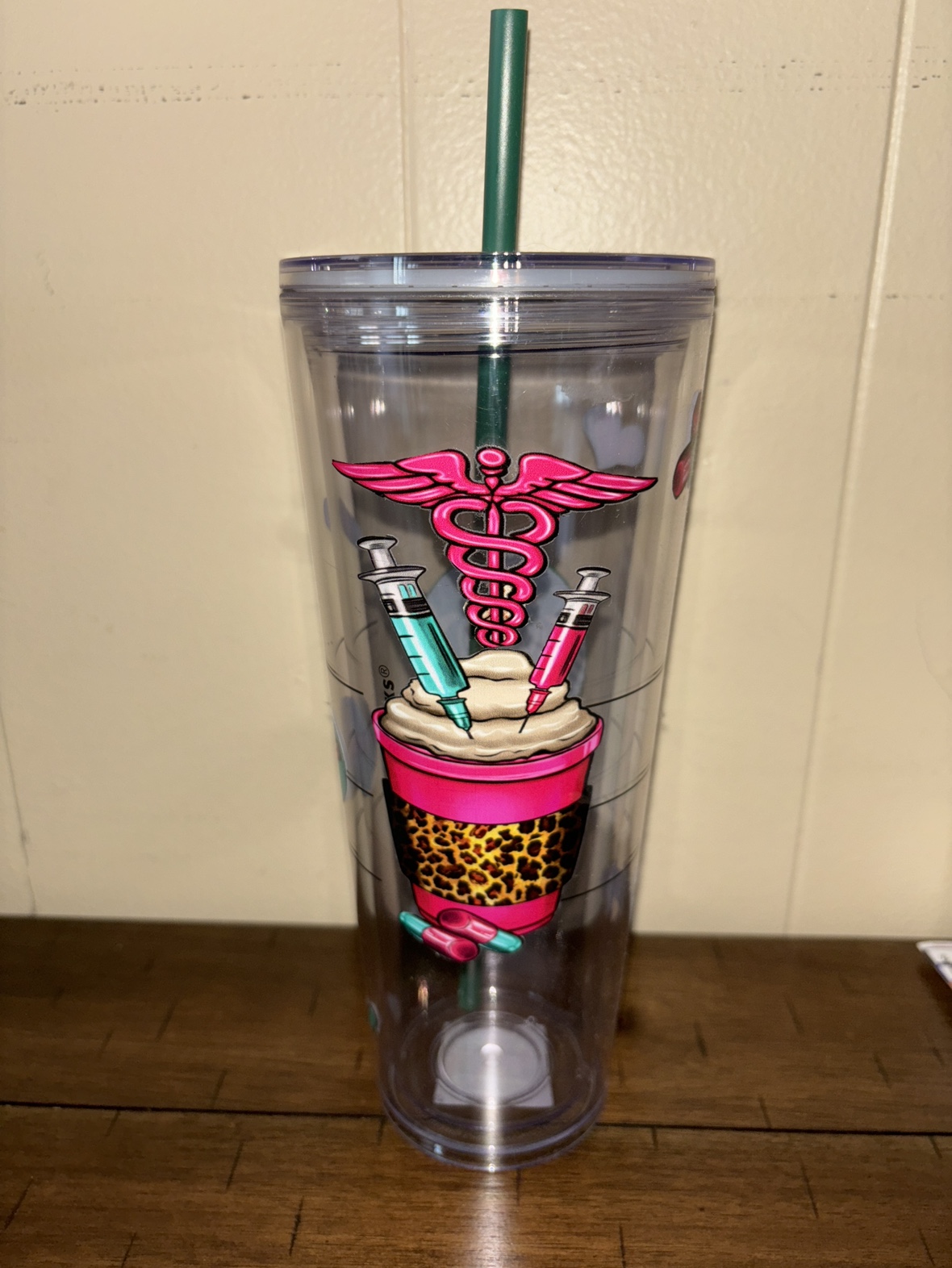 Starbucks Venti cup with doctor:nurse decals
