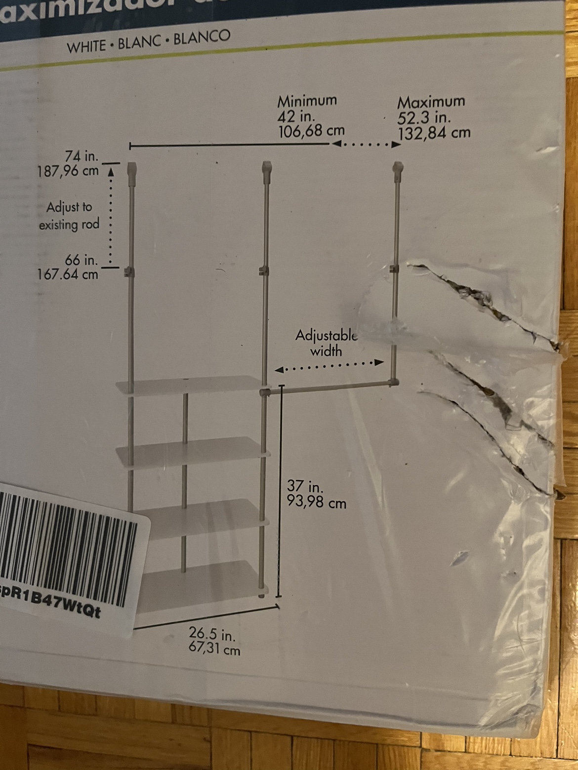ClosetMaid 55300 Closet Maximizer, White, 11.6 x 53 x 74 inches image indicator(4)