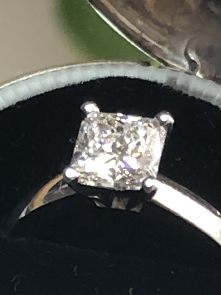 1.2ct Platinum 4-Prong Square Brilliant Solitaire Diamond Ring - photo 4