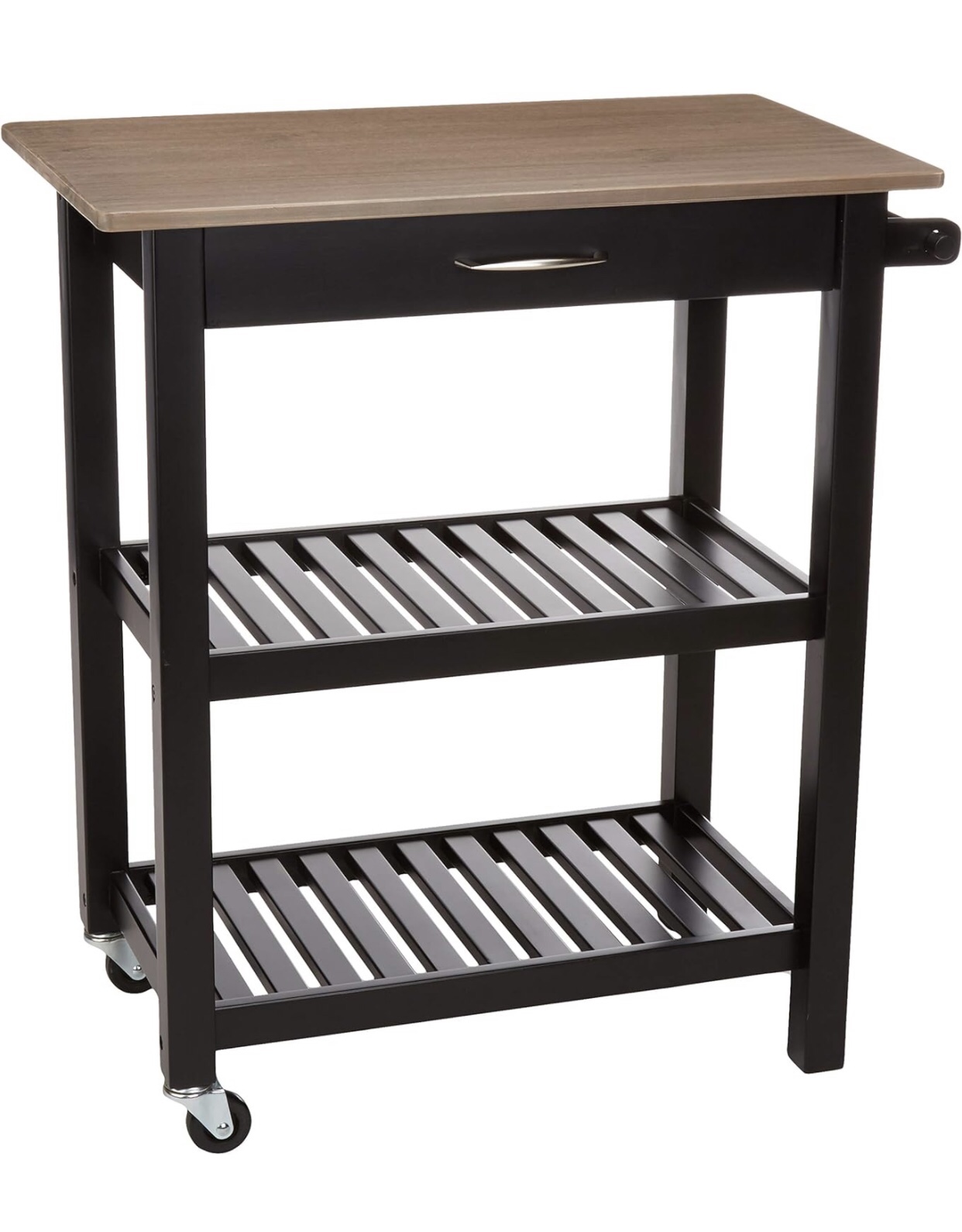 2 shelves Kitchen Island Cart with Storage, Solid Wood Top image indicator(2)