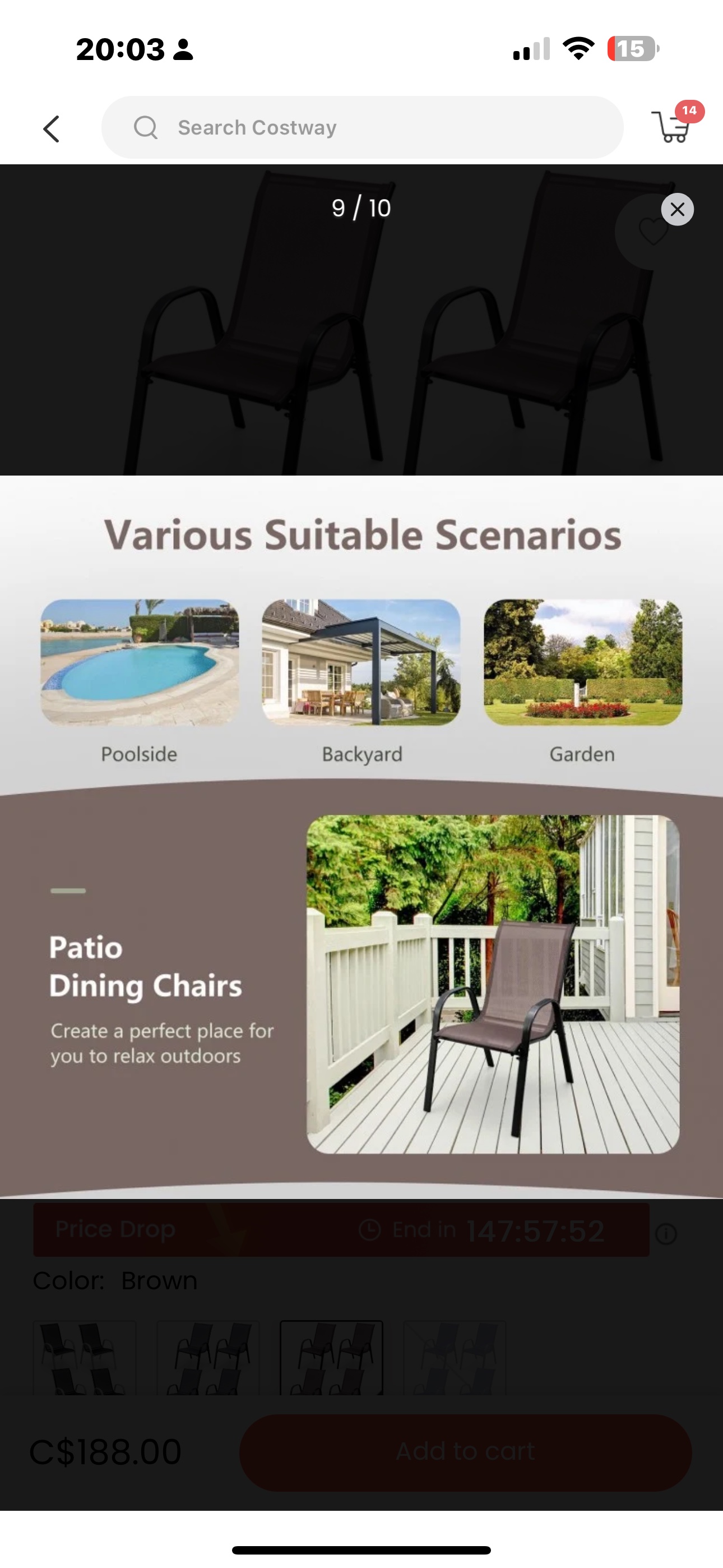 73% off 4 pieces stackable Patio dining chairs set with armrest - photo 4