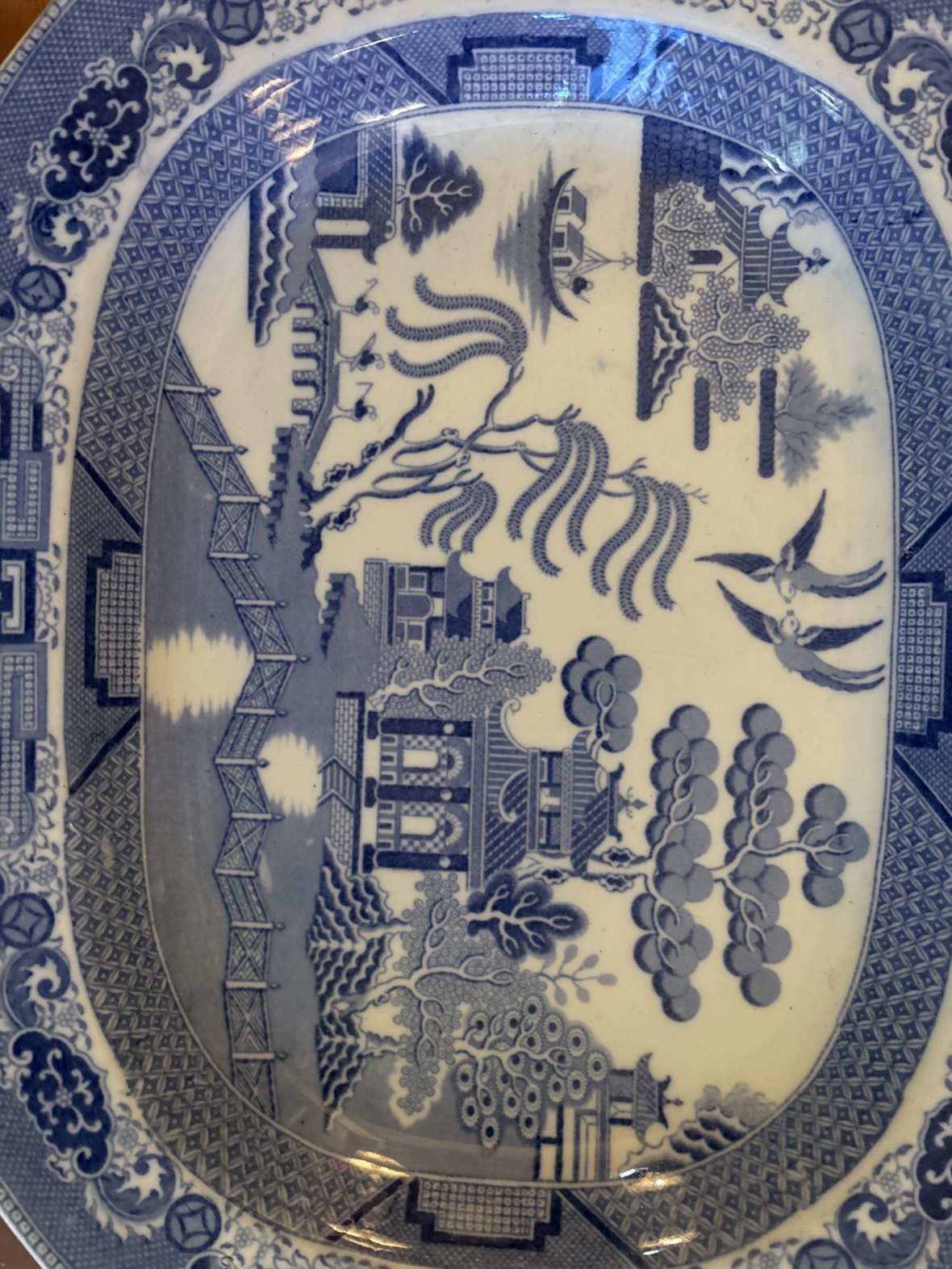 Lg. 19th Century BlueWillow Tree Platter - photo 2
