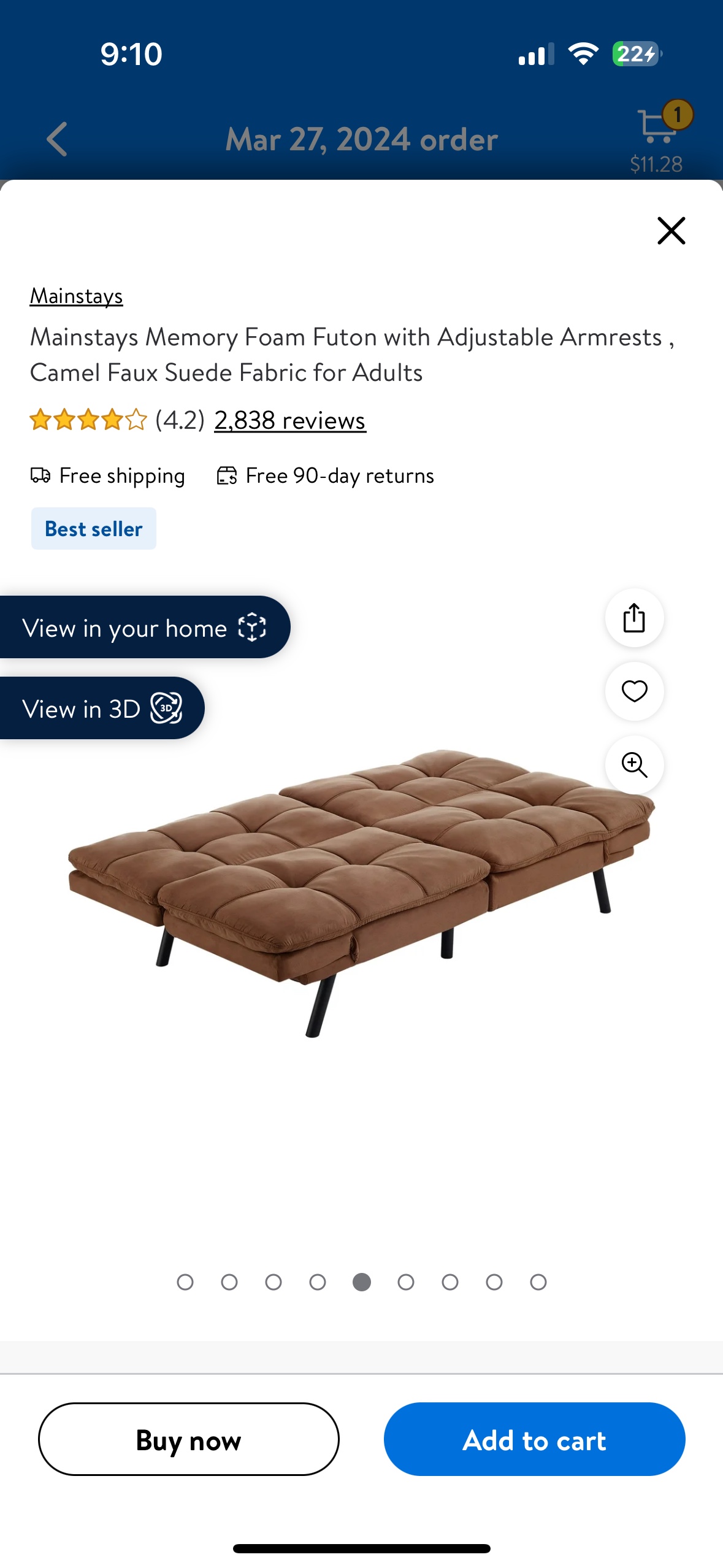 Sofa bed futon Memory foam suede - photo 3