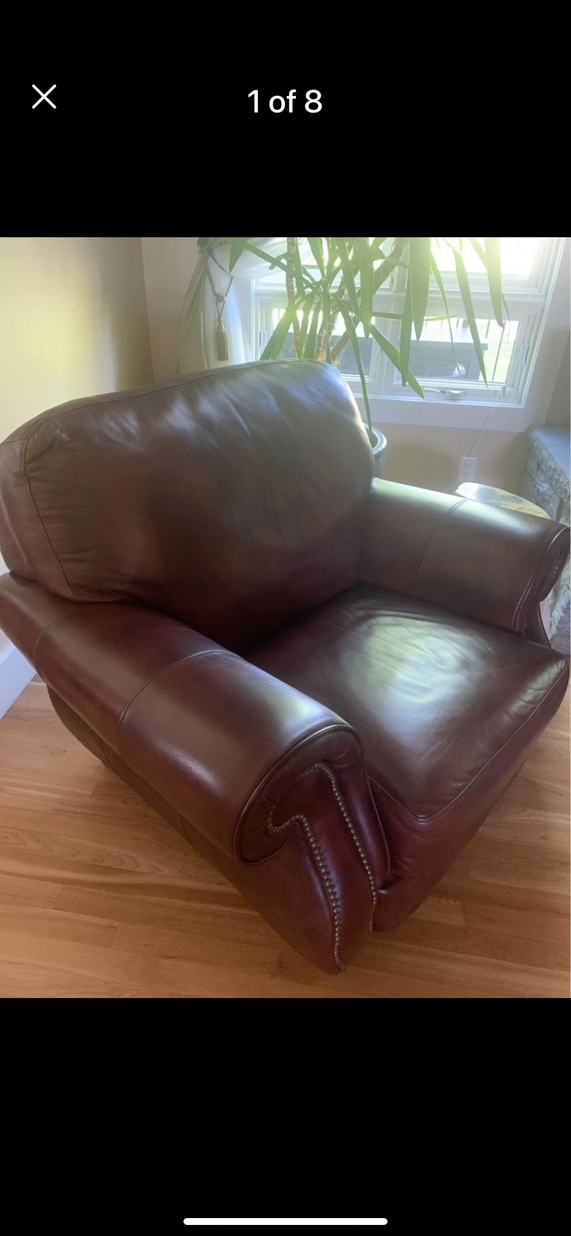 Natural leather sofa and chai - photo 3