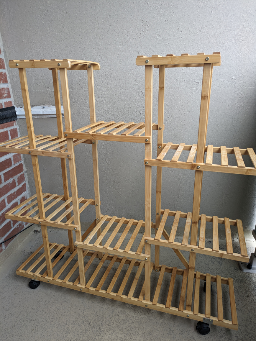 Bamboo Wood Plant Stand with wheels - photo 2