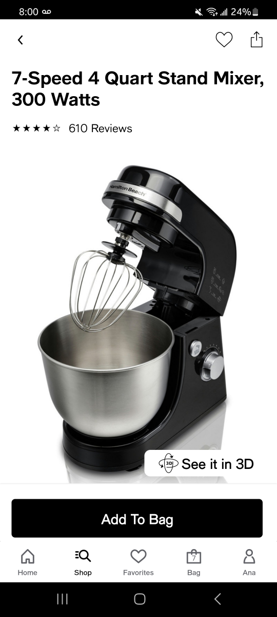 HAMILTON BEACH 7-Speed 4 Quart Stand Mixer, 300 Watts image indicator(2)