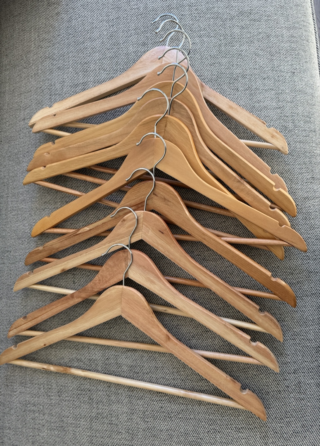 set of 10 wooden hangers thumbnail