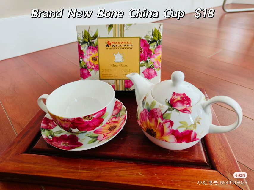 Brand new bone china cup set,rose petals thumbnail