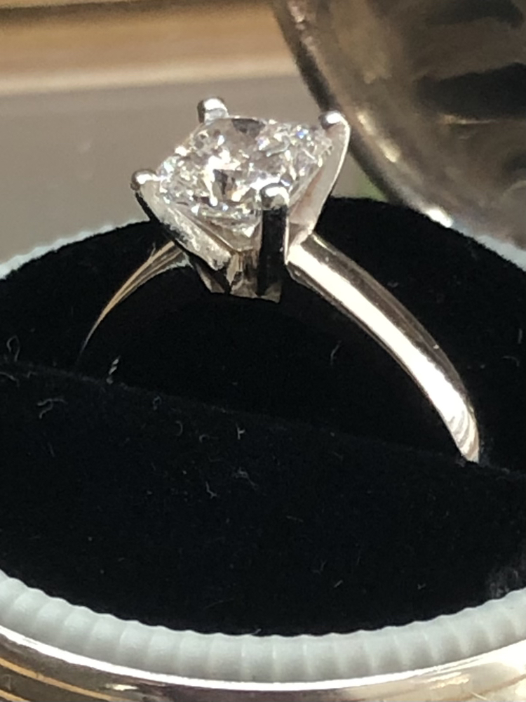 1.2ct Platinum 4-Prong Square Brilliant Solitaire Diamond Ring - photo 3