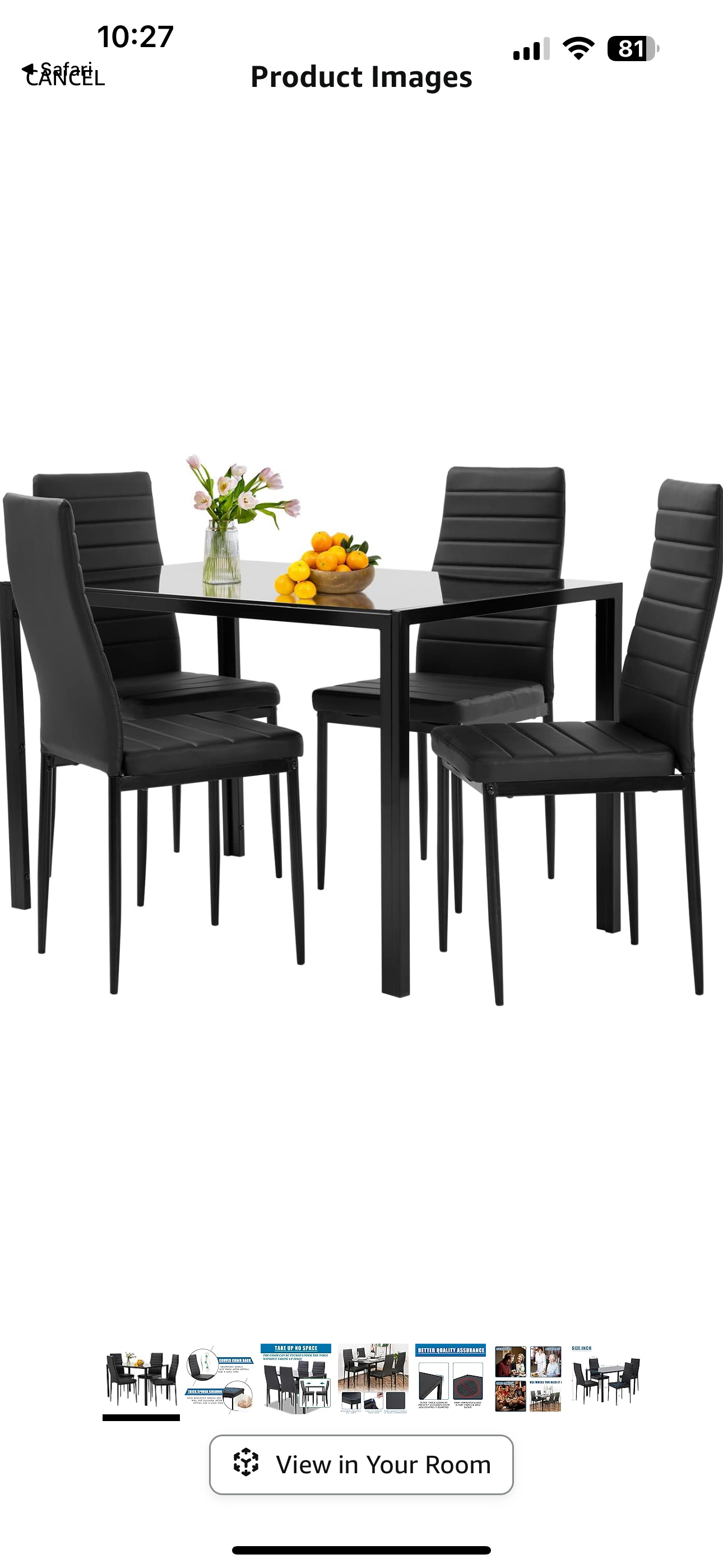 Black Dining Table with chairs