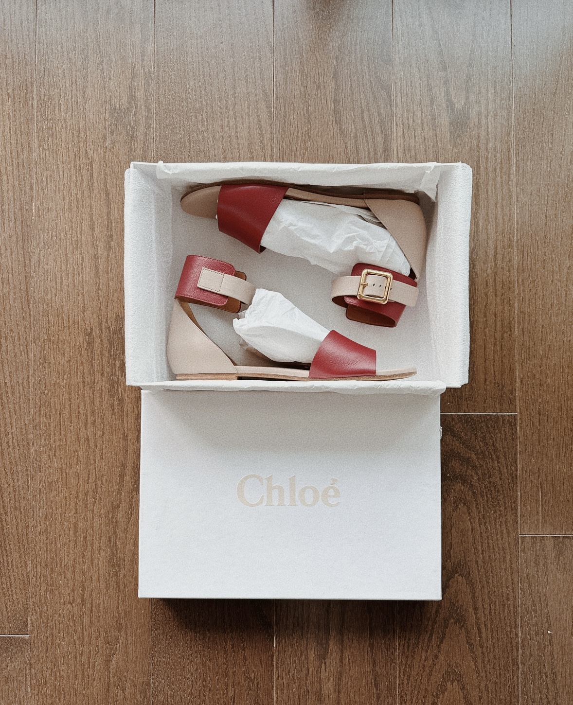Chloe Gala Two Tone Leather Ankle Cuff Flat Sandals image indicator(3)
