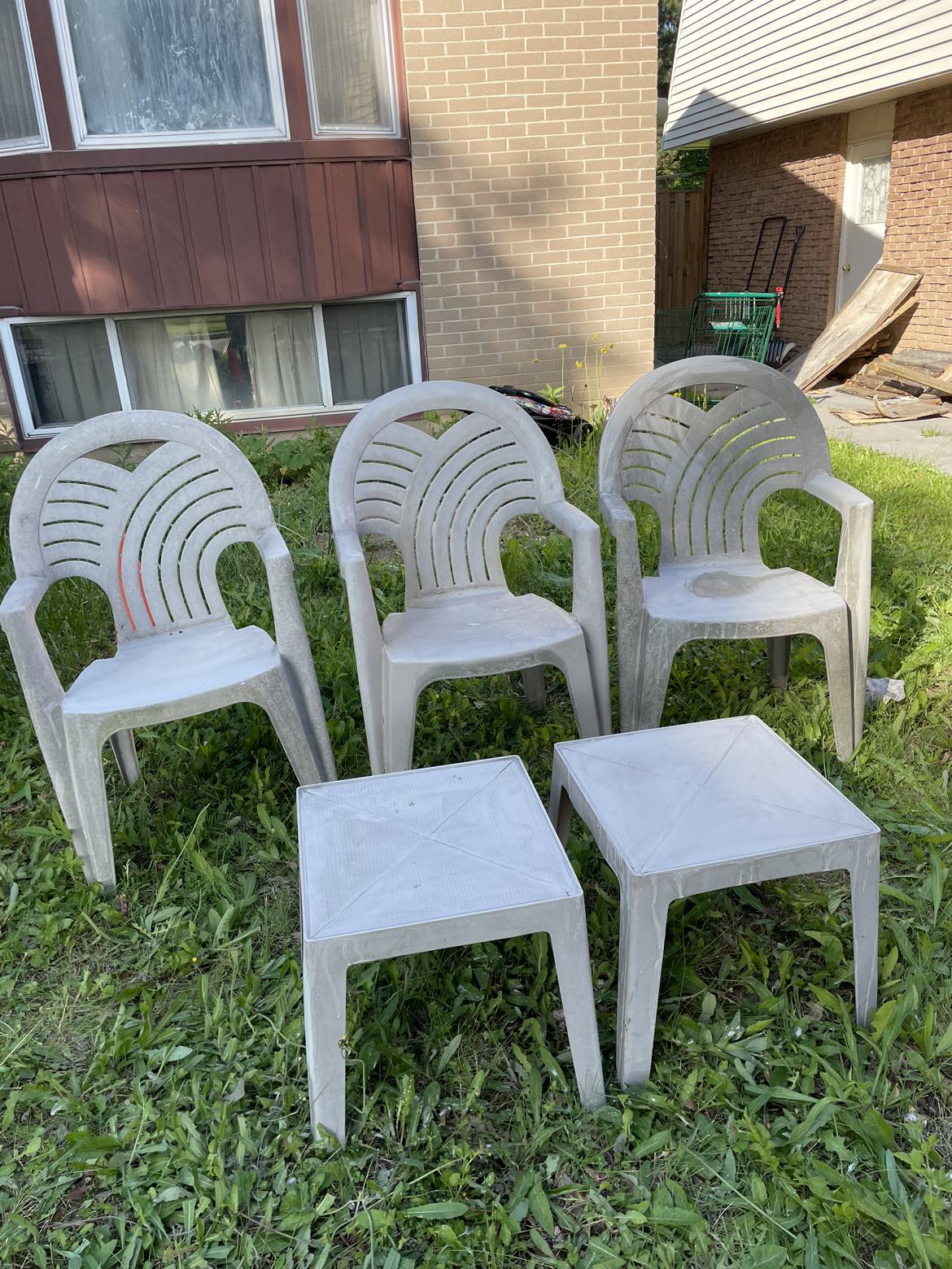 3 patio chairs and square tables thumbnail