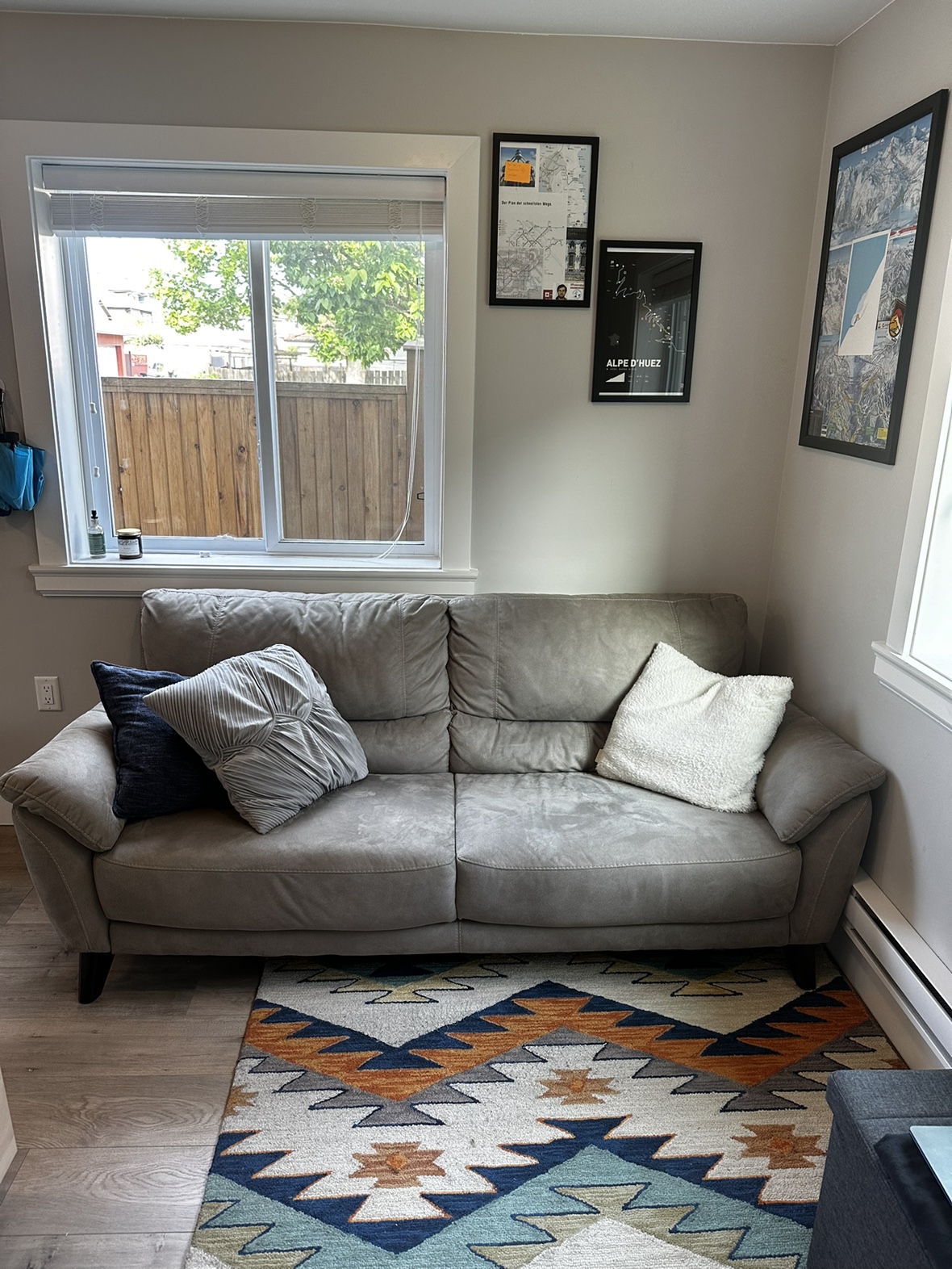 Grey couch - microsuede - from Leon’s