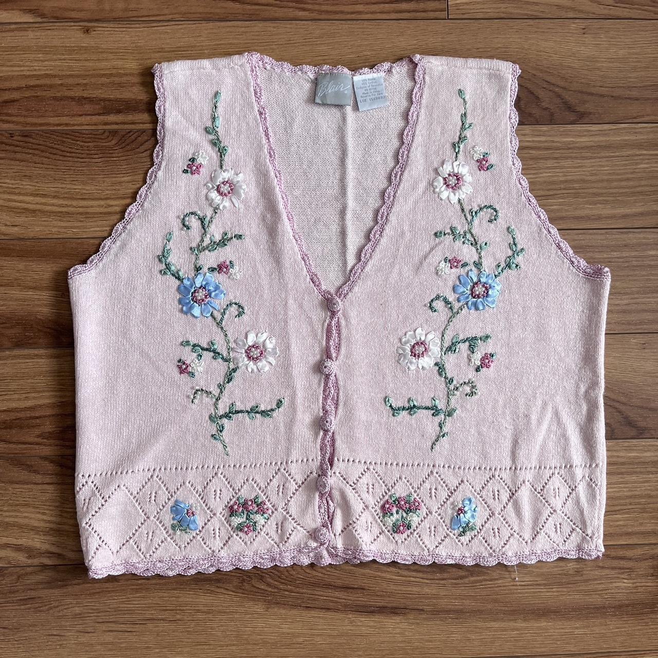 baby pink embroidered vest thumbnail