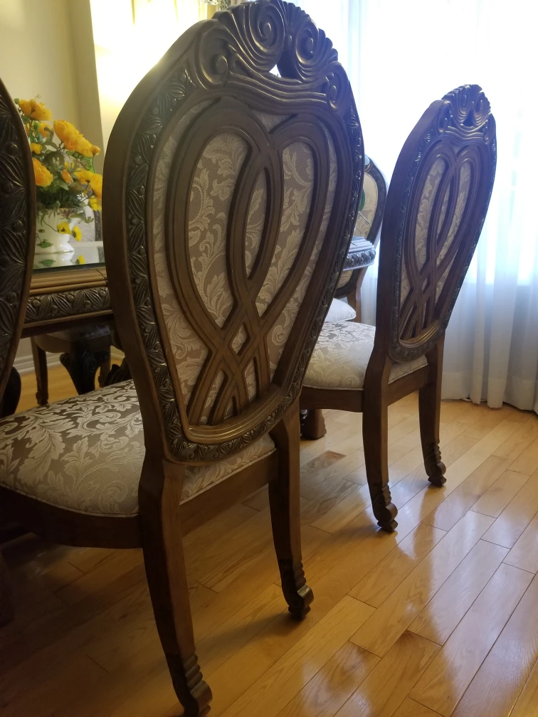 dining table, 8 chairs with top glass image indicator(5)
