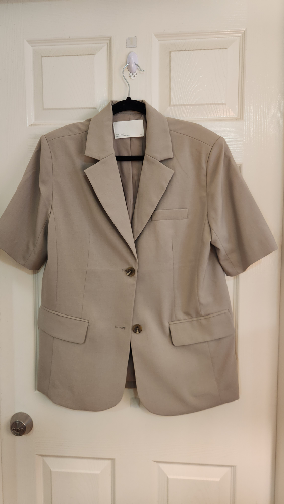 Olive-grey short sleeve blazer thumbnail