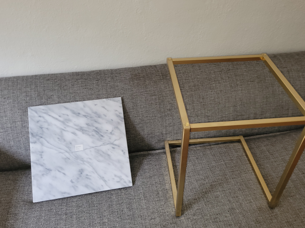 CB2 Marble & Gold End Table - photo 3