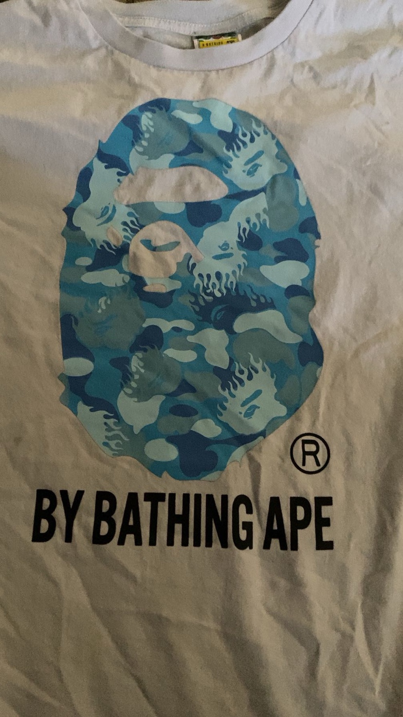 Bape blue flame camo tee