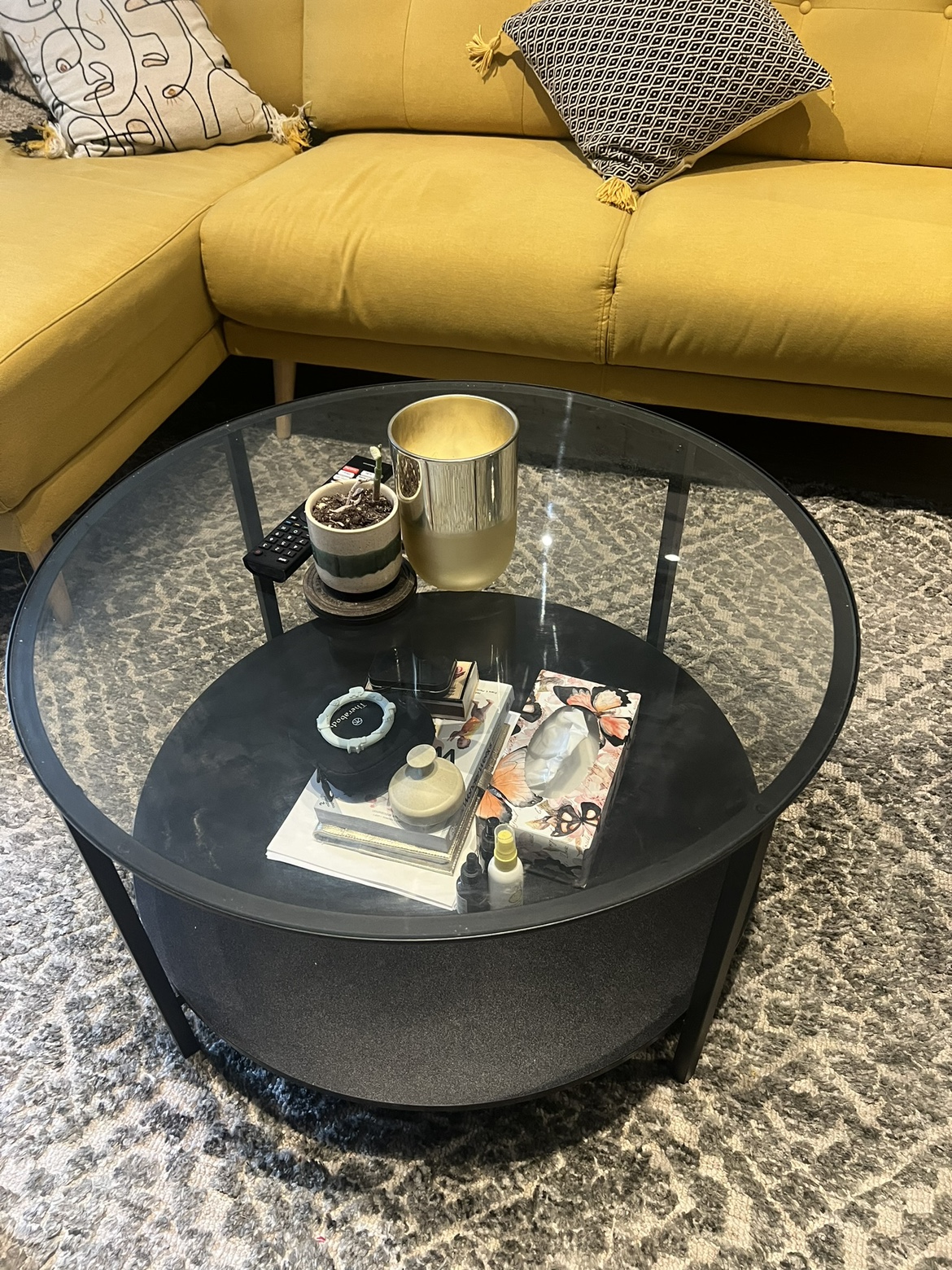 Coffee table, black-brown/glass - photo 2