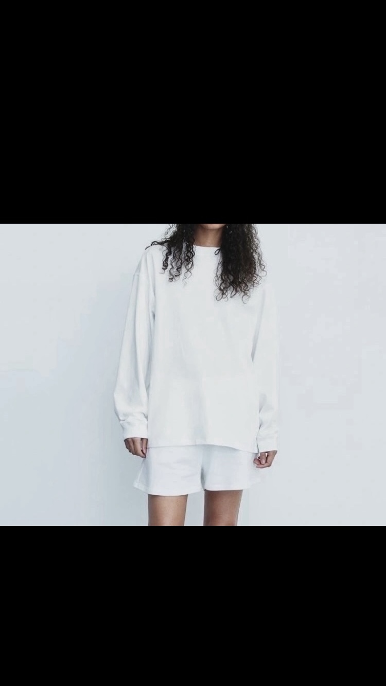 H&M Women’s White Long Sleeved 100% Cotton Jersey Shirt Size M👚🤍 image indicator(6)