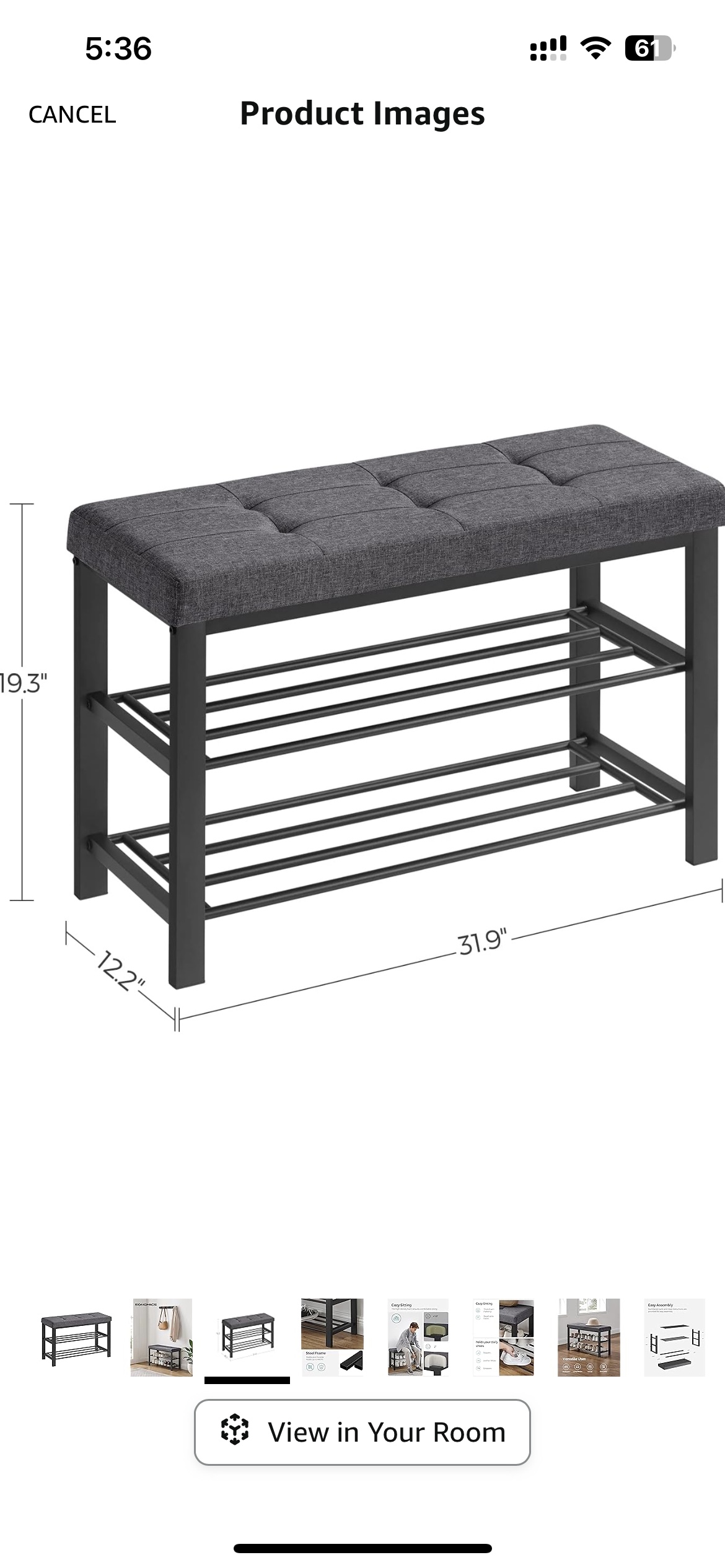 Songmics 3 Tier Shoe bench for entryway - photo 4
