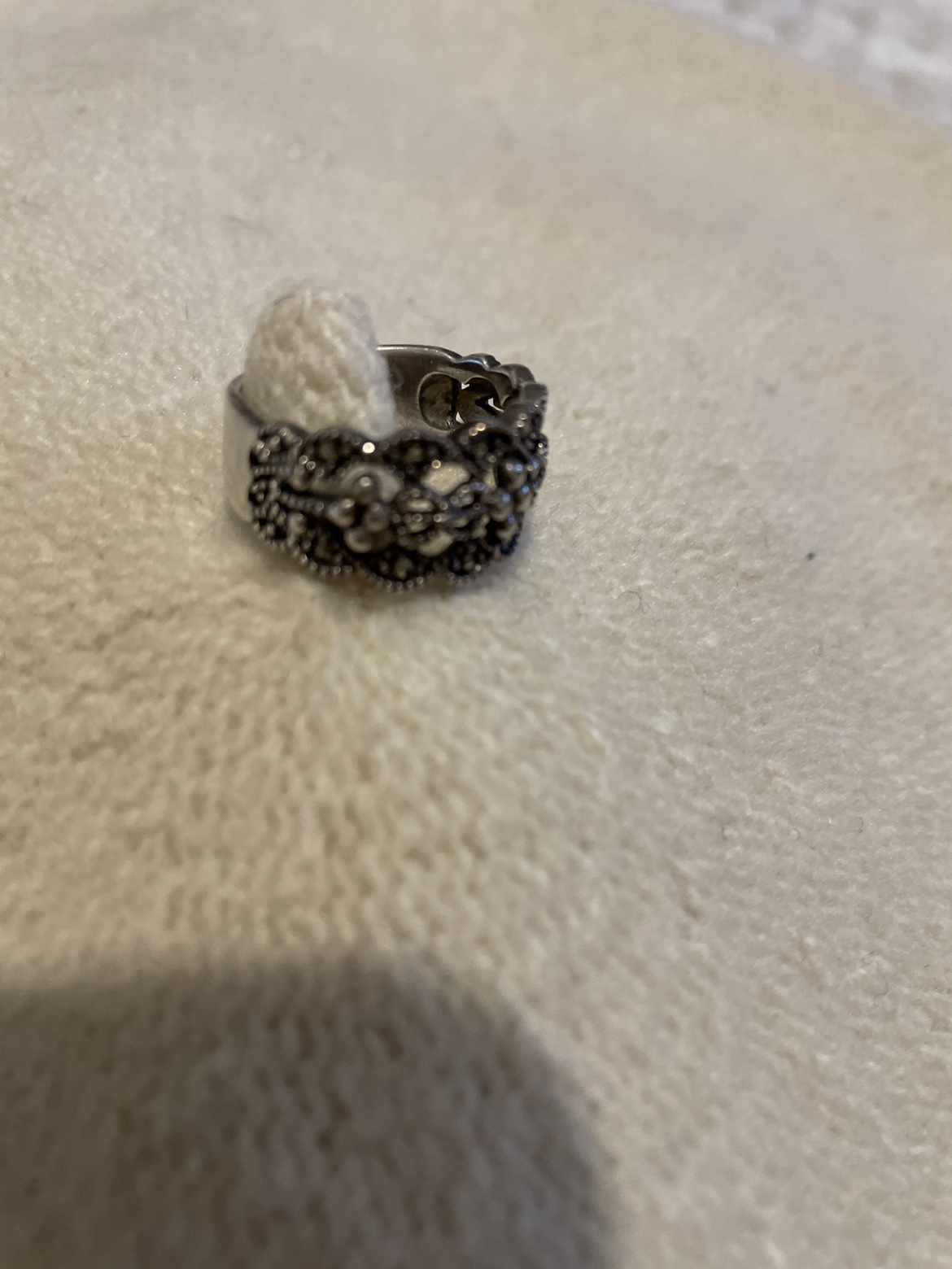 Silver ring with pyrite stones image indicator(3)
