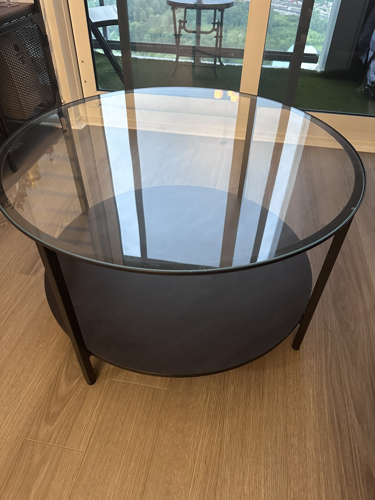 Coffee table, black-brown/glass, Ikea VITTSJÖ